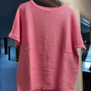 Woven Pink Short Sleeve Sweater Shirt